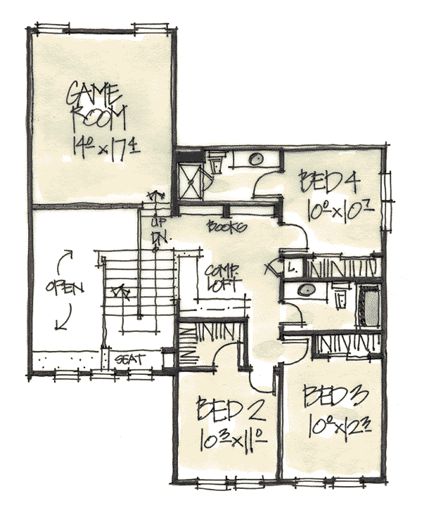 Home Plan - Craftsman Floor Plan - Upper Floor Plan #20-249