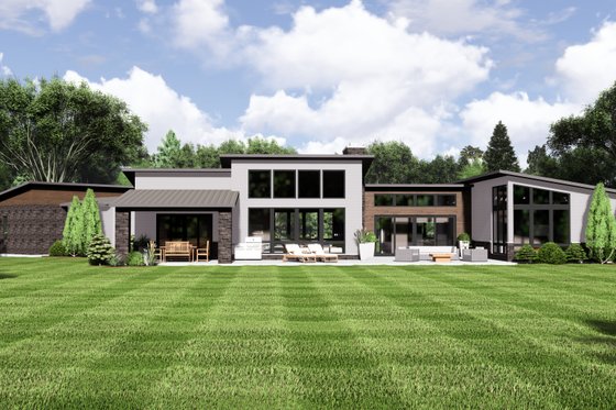 Exterior - Rear Elevation for Modern House Plan #1064-93 - 2 bed, 2.5 bath