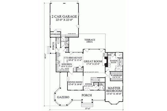 Floor Plan - Main Floor for Southern House Plan #137-118 - 4 bed, 3.5 bath