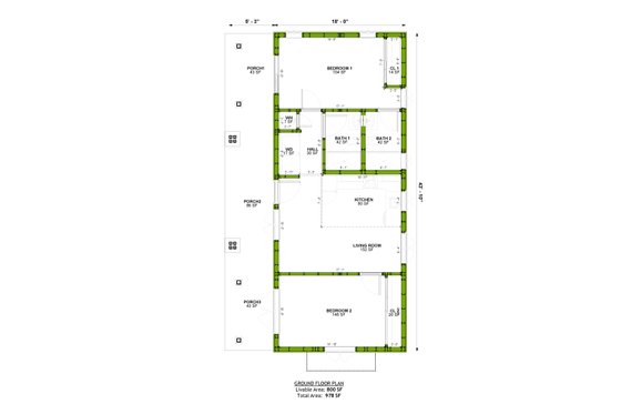 Floor Plan - Main Floor for Craftsman House Plan #1106-194 - 2 bed, 2 bath