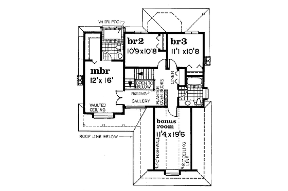 Floor Plan - Upper Floor for Traditional House Plan #47-172 - 3 bed, 2.5 bath