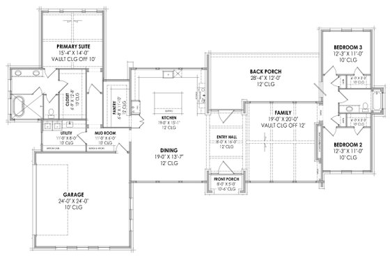 Floor Plan - Main Floor for Modern House Plan #1096-78 - 3 bed, 2 bath