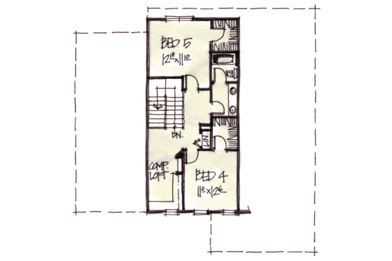 Floor Plan - Upper Floor for European House Plan #20-242 - 5 bed, 3 bath