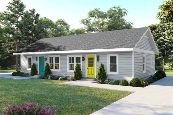 Exterior - Front Elevation for Country House Plan #932-1424 - 2 bed, 2 bath
