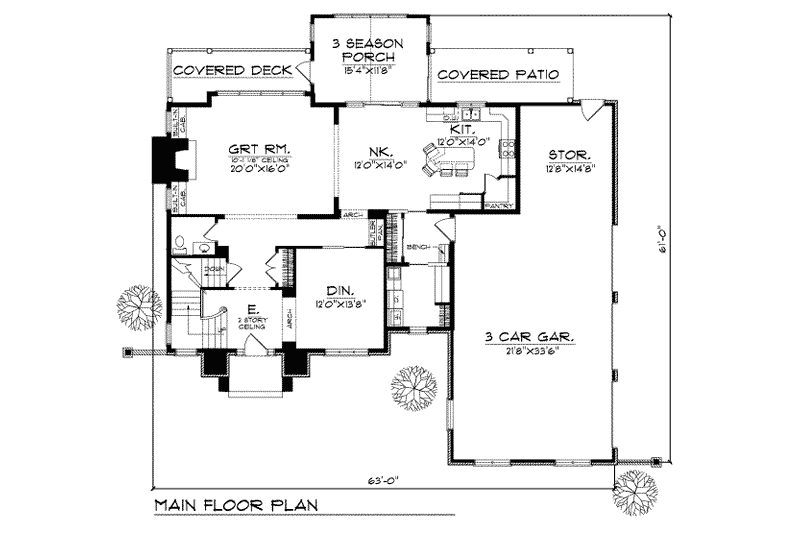 House Plan Design - Floor Plan - Main Floor for Traditional House Plan #70-440 - 3 bed, 2.5 bath
