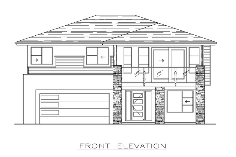 Architectural House Design - Exterior - Front Elevation 3 for Contemporary House Plan #1100-37 - 4 bed, 2 bath