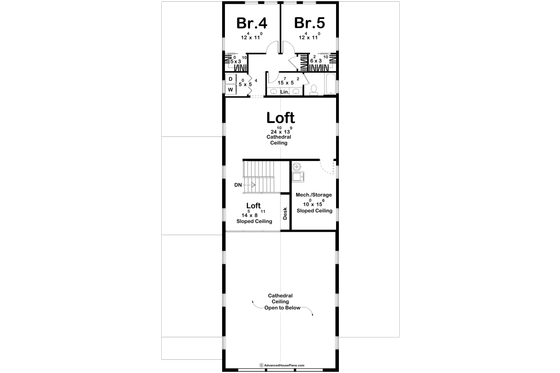 Floor Plan - Upper Floor for Barndominium House Plan #455-723 - 5 bed, 4 bath