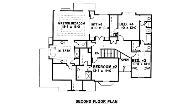 Traditional Floor Plan - Upper Floor Plan #67-106