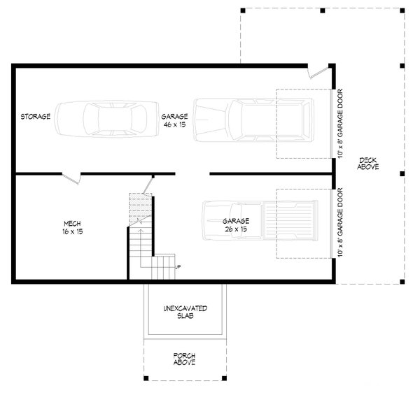 Southern Floor Plan - Lower Floor Plan #932-839