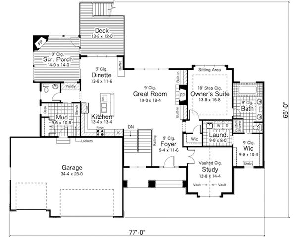 Architectural House Design - Craftsman Floor Plan - Main Floor Plan #51-351