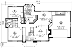Floor Plan - Main Floor for Ranch House Plan #25-1096 - 2 bed, 1 bath