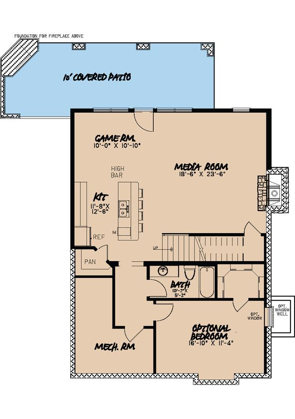 Cabin Floor Plan - Lower Floor Plan #923-25