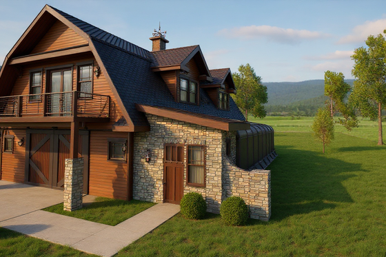 Exterior - Front Elevation for Barndominium House Plan #921-29 - 1 bed, 1.5 bath