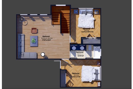 Floor Plan - Upper Floor for Farmhouse House Plan #1110-7 - 3 bed, 3.5 bath
