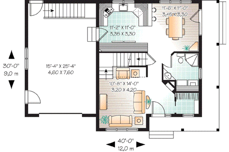 Architectural House Design - Floor Plan - Main Floor for Country House Plan #23-626 - 3 bed, 2 bath