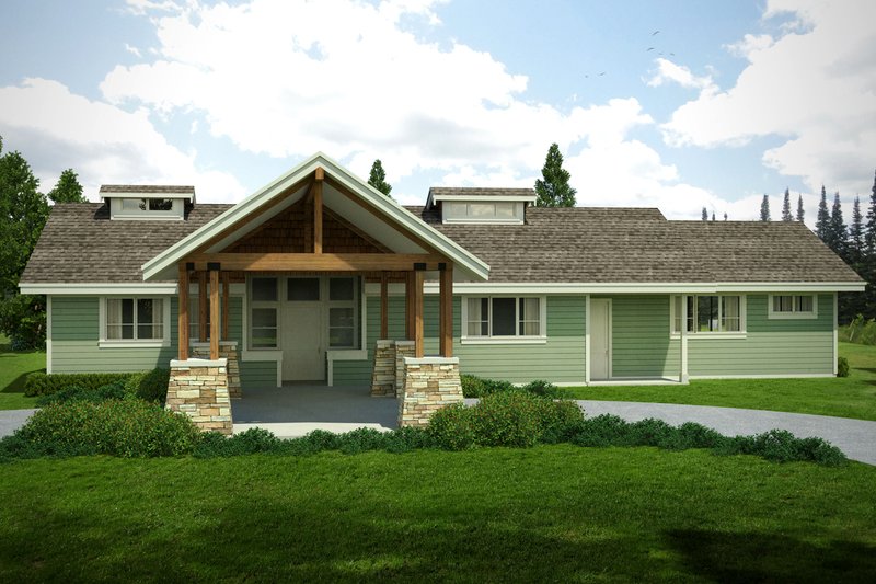 Architectural House Design - Craftsman Exterior - Front Elevation Plan #124-1005