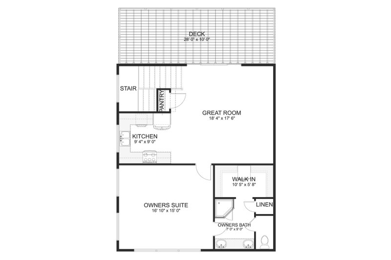 House Blueprint - Floor Plan - Upper Floor for Modern House Plan #1060-155 - 1 bed, 1.5 bath