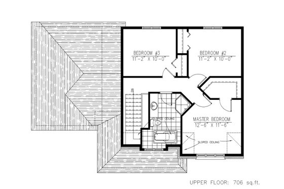 Floor Plan - Upper Floor for Country House Plan #138-342 - 3 bed, 1.5 bath
