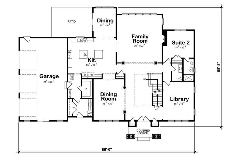 Home Plan - Floor Plan - Main Floor for Classical House Plan #20-2385 - 5 bed, 5.5 bath