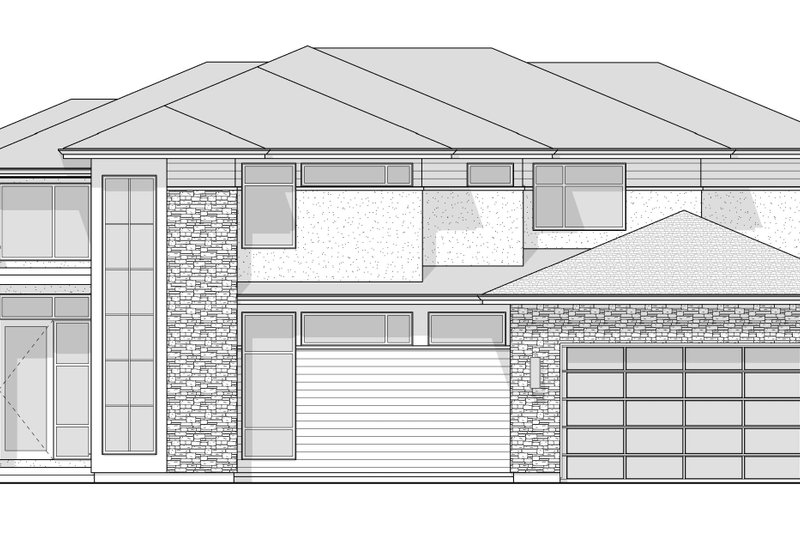Home Plan - Exterior - Front Elevation 4 for Prairie House Plan #1114-75 - 3 bed, 2.5 bath