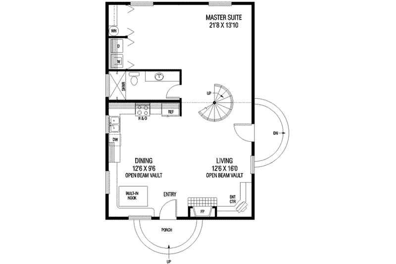 Home Plan - Floor Plan - Main Floor for Traditional House Plan #60-633 - 2 bed, 1 bath