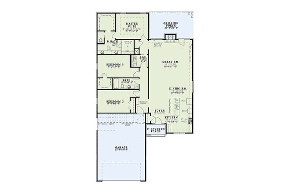 Floor Plan - Main Floor for Traditional House Plan #17-2610 - 3 bed, 2 bath