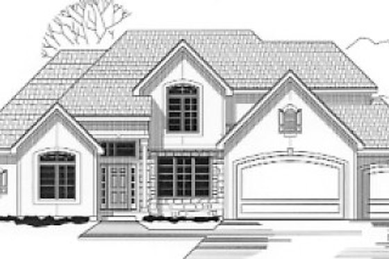 Exterior - Front Elevation for European House Plan #67-235 - 4 bed, 4 bath