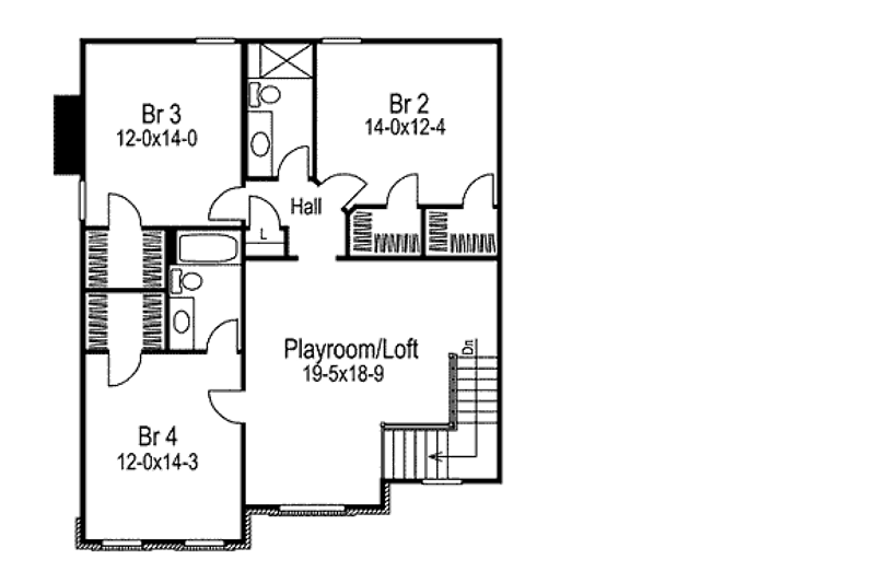 Dream House Plan - Floor Plan - Upper Floor for Traditional House Plan #57-275 - 4 bed, 3.5 bath