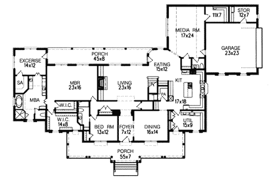 Floor Plan - Main Floor for Traditional House Plan #15-231 - 5 bed, 4.5 bath