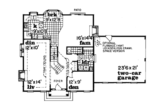Floor Plan - Main Floor for Colonial House Plan #47-284 - 3 bed, 2.5 bath