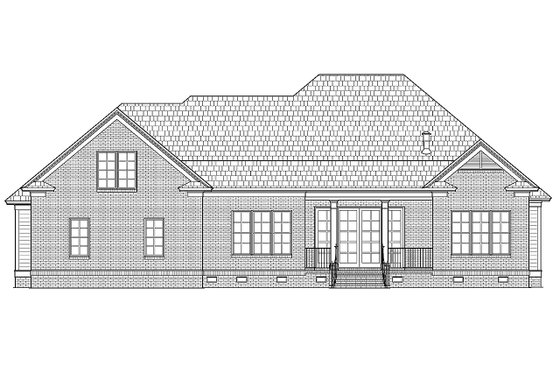 Exterior - Rear Elevation for Ranch House Plan #1054-25 - 3 bed, 2.5 bath