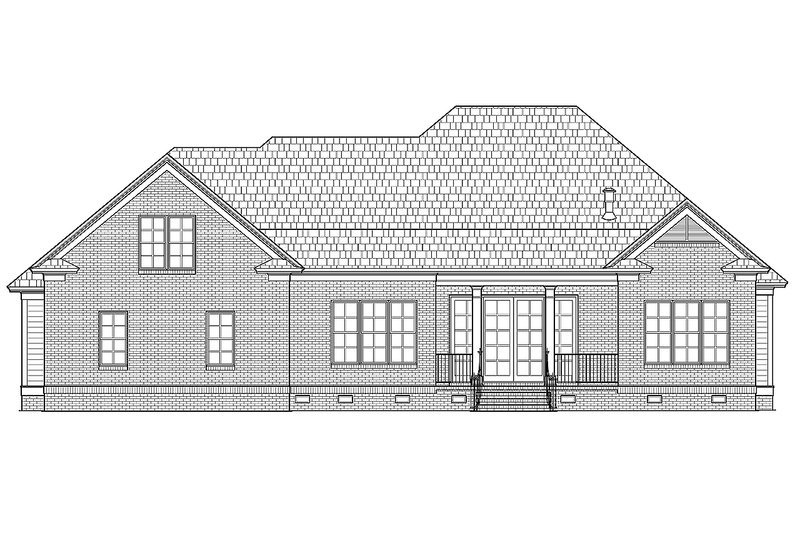 Architectural House Design - Exterior - Rear Elevation for Ranch House Plan #1054-25 - 3 bed, 2.5 bath