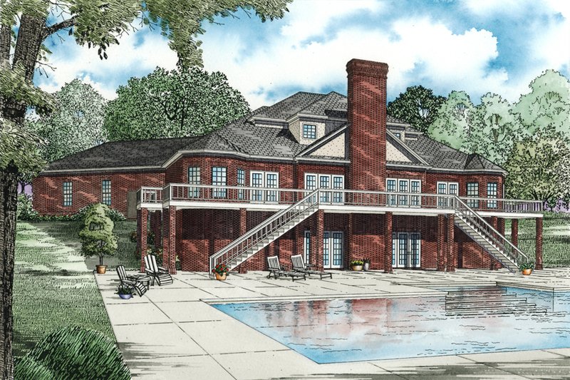 House Plan Design - Exterior - Rear Elevation for Southern House Plan #17-629 - 5 bed, 3.5 bath