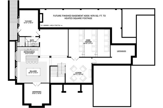 Floor Plan - Lower Floor for Craftsman House Plan #928-321 - 4 bed, 6.5 bath