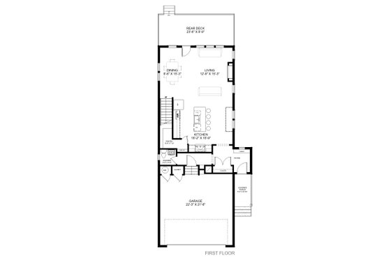 Floor Plan - Main Floor for Modern House Plan #1085-4 - 3 bed, 2.5 bath