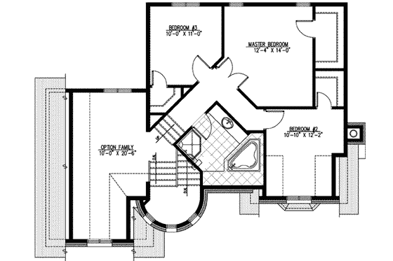 Floor Plan - Upper Floor for European House Plan #138-146 - 3 bed, 1.5 bath