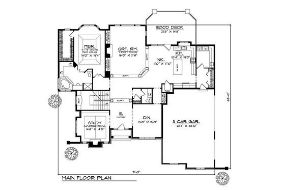 Floor Plan - Main Floor for European House Plan #70-546 - 4 bed, 3.5 bath