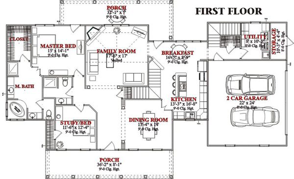 Country Floor Plan - Main Floor Plan #63-208