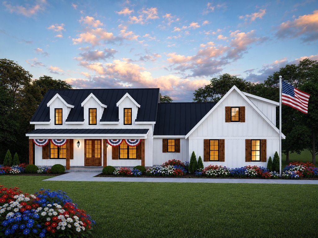 Exterior - Front Elevation 2 for Farmhouse House Plan #932-1206 - 3 bed, 3 bath