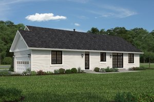 Exterior - Rear Elevation for Ranch House Plan #18-9546 - 3 bed, 2 bath