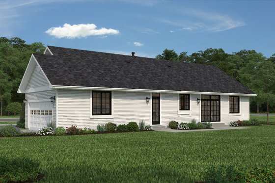 Exterior - Rear Elevation for Ranch House Plan #18-9546 - 3 bed, 2 bath