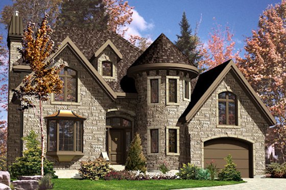Exterior - Front Elevation for European House Plan #138-336 - 3 bed, 2.5 bath