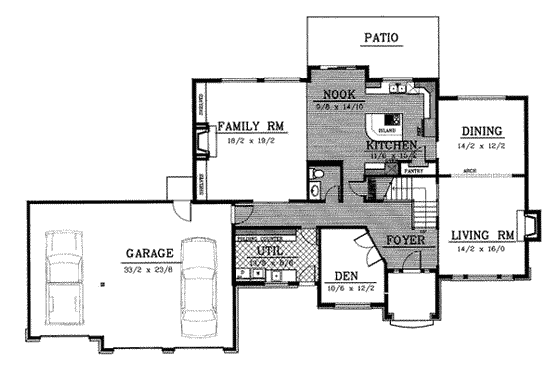Floor Plan - Main Floor for Traditional House Plan #100-220 - 4 bed, 2.5 bath