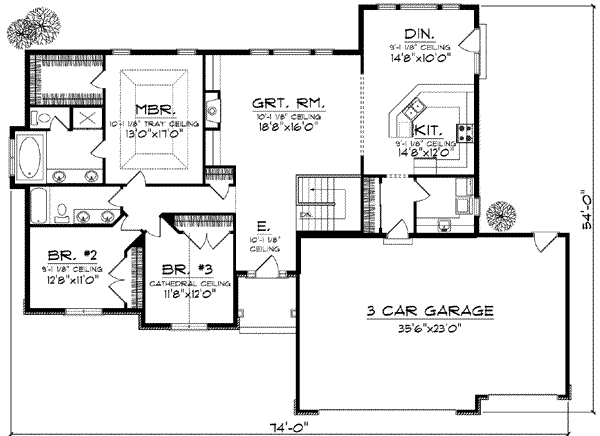 Architectural House Design - Traditional Floor Plan - Main Floor Plan #70-830