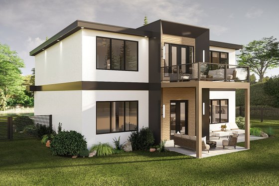 Exterior - Rear Elevation for Modern House Plan #455-733 - 3 bed, 2.5 bath
