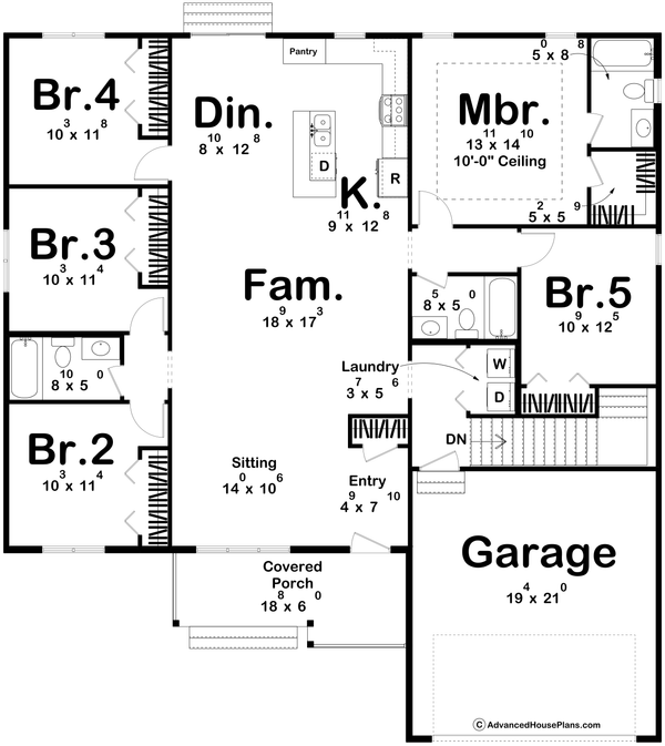 Architectural House Design - Traditional Floor Plan - Main Floor Plan #455-390