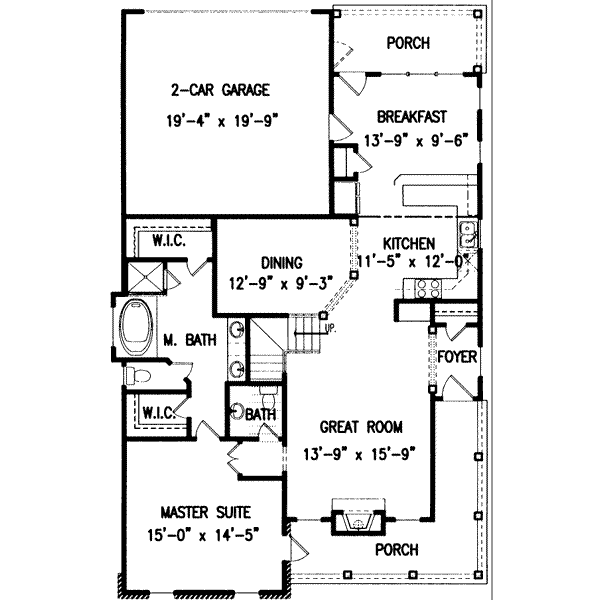 Southern Floor Plan - Main Floor Plan #54-169