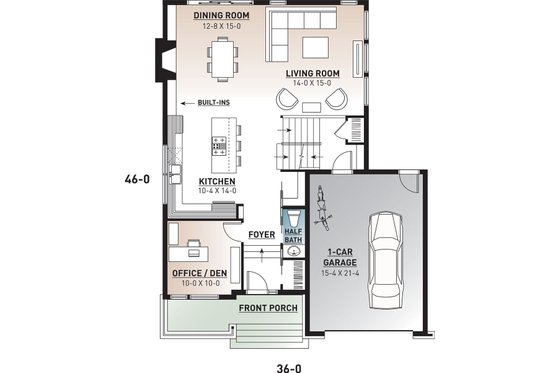 Floor Plan - Main Floor for Modern House Plan #23-2700 - 4 bed, 2.5 bath