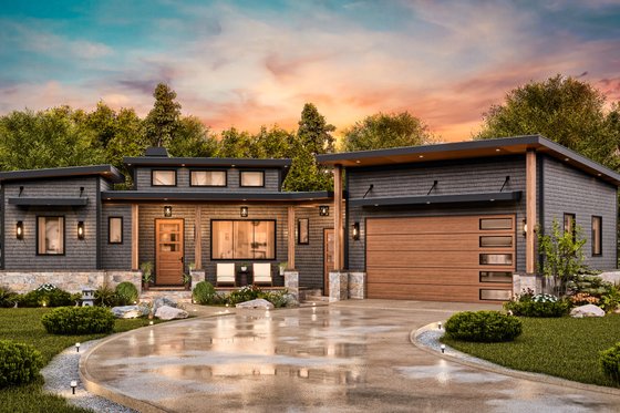 Exterior - Front Elevation 10 for Contemporary House Plan #54-689 - 3 bed, 2 bath