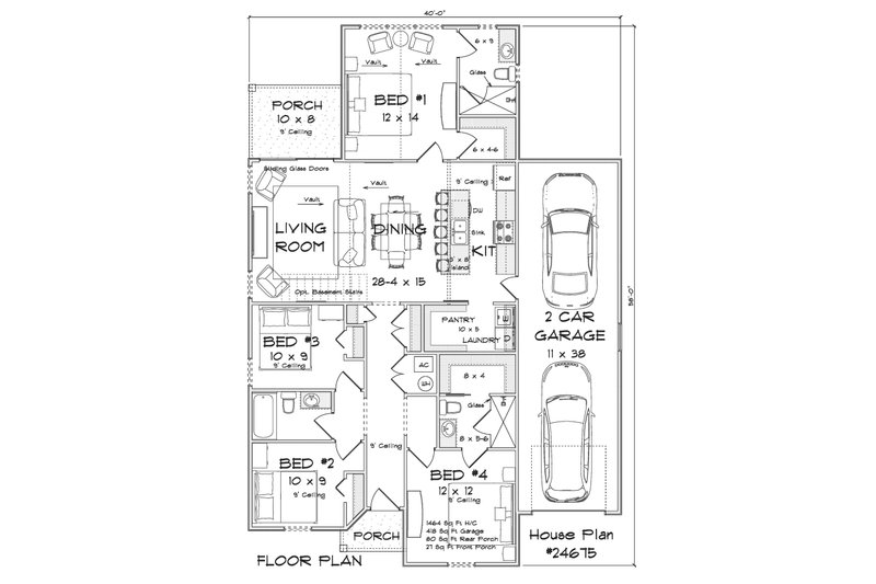 Architectural House Design - Floor Plan - Main Floor for Cottage House Plan #513-2467 - 4 bed, 3 bath